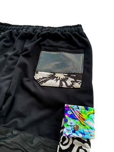 One of a Kind NEON BLOOM Patchwork Stack Pants (Large 32-34")