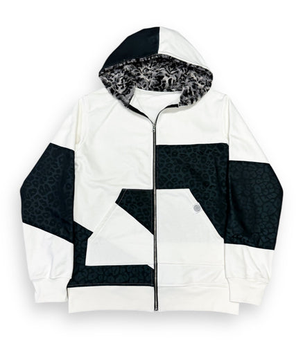 1 of 1 WHITE SNOW LEOPARD ZIP UP HOODIE (Large)