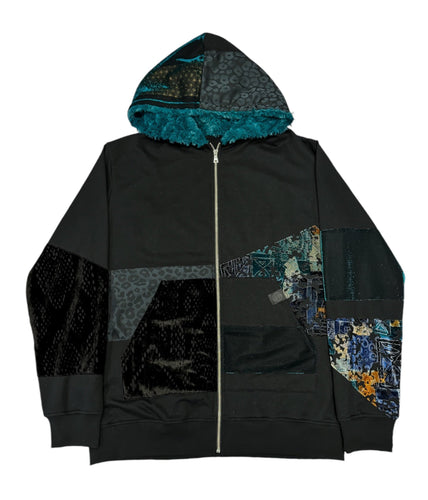 1 of 1 TEAL KNIGHT PATCHWORK HOODIE (2XL)