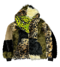 Load image into Gallery viewer, One of a Kind EARTH LEOPARD PATCHWORK FUR ZIP-UP JACKET (Large)