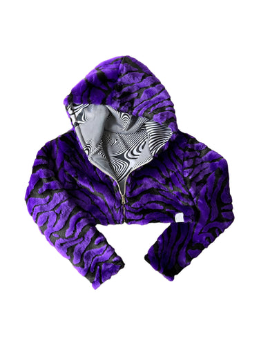 Limited Edition PURPLE TIGER OPTICAL ILLUSION CROP JACKET (S-2XL available)