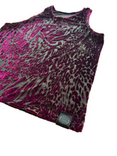 Load image into Gallery viewer, MERLOT AND BLACK BURNOUT VELVET ANIMAL PRINT TANK TOP ( Size M/L )