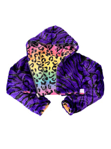 Limited Edition PURPLE TIGER n PSYCHEDELIC LEOPARD CROP JACKET ( S - 2XL )