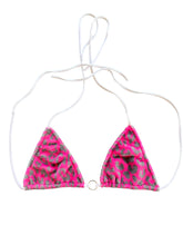 Load image into Gallery viewer, PINK AND GREY LEOPARD MINKY BIKINI TOP
