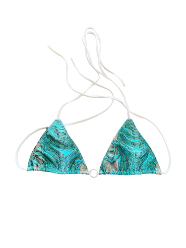 HOLOGRAPHIC AQUA PYTHON BIKINI TOP