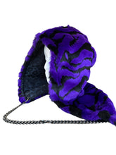 Load image into Gallery viewer, PURPLE TIGER ANDBLACK LEOPARD HOOD WITH METAL CHAIN
