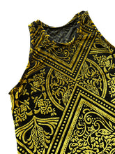 Load image into Gallery viewer, BLACK AND GOLD BURNOUT VELVET DAMASK PRINT TANK TOP ( ( S-3XL available ) )
