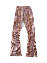 Load image into Gallery viewer, PINK PYTHON HOLOGRAPHIC STACK PANTS and BIKINI TOP SET ( Medium)