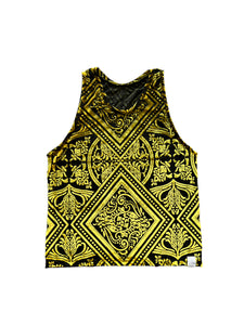 BLACK AND GOLD BURNOUT VELVET DAMASK PRINT TANK TOP ( ( S-3XL available ) )