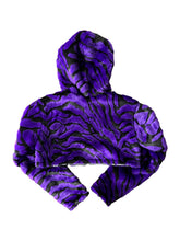 Load image into Gallery viewer, Limited Edition PURPLE TIGER OPTICAL ILLUSION CROP JACKET (S-2XL available)
