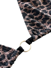 Load image into Gallery viewer, BLACK AND BROWN LEOPARD BIKINI TOP