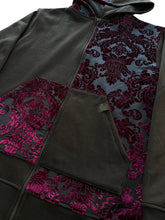 Load image into Gallery viewer, Limited Edition MERLOT DAMASK BURNOUT VELVET Zip Up Jacket ( Large )