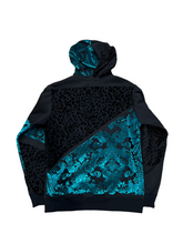 Load image into Gallery viewer, 1 of 1 AQUA BURNOUT PATCHWORK HOODIE ( Large )