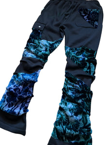 BLUE DREAM BURNOUT VELVET STACK PANTS (Mens sizes)