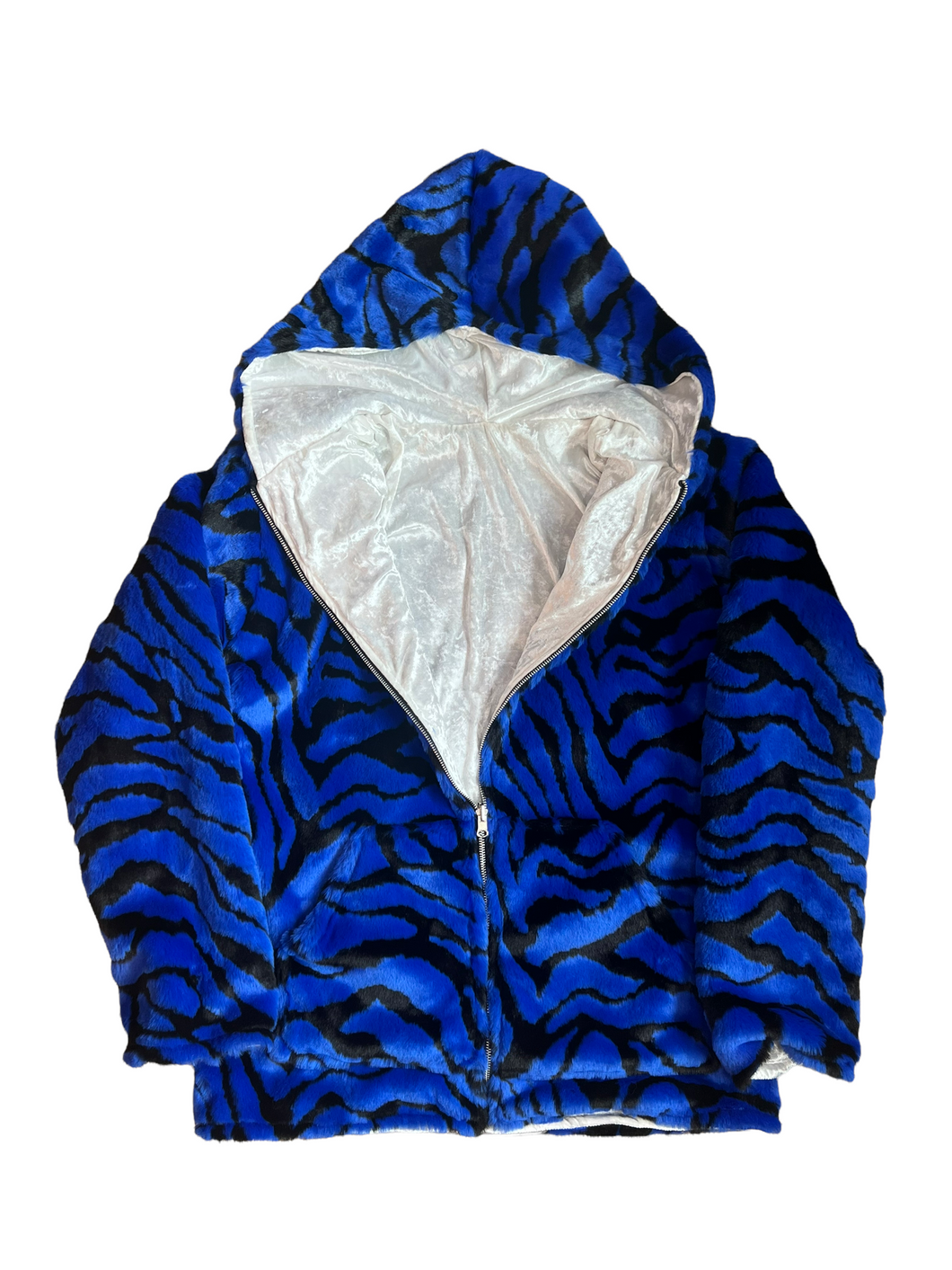 Limited Edition Reversible BLUE TIGER N WHITE VELVET JACKET