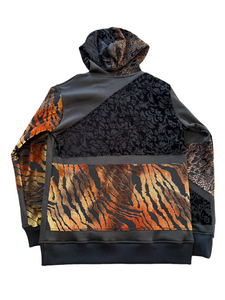 1 of 1 ANML BURNOUT VELVET PATCHWORK HOODIE ( SMALL )