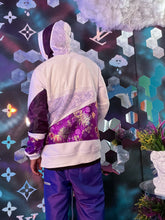 Load image into Gallery viewer, 1 of 1 WHITE N PURPLE PATCHWORK HOODIE ( XL )