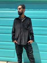 Load image into Gallery viewer, BLACK CORDUROY VELVET BUTTON UP SHIRT ( S-2XL )