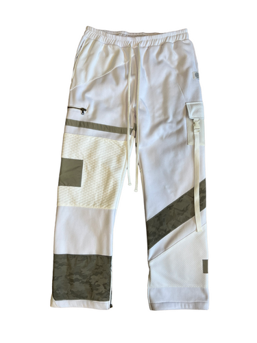 1 of 1 WHITE LIGHT PATCHWORK PANTS (M/L 32-34” waist)