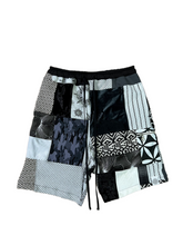 Load image into Gallery viewer, 1 of 1 BLK N WHT PATCHWORK SHORTS - M/L