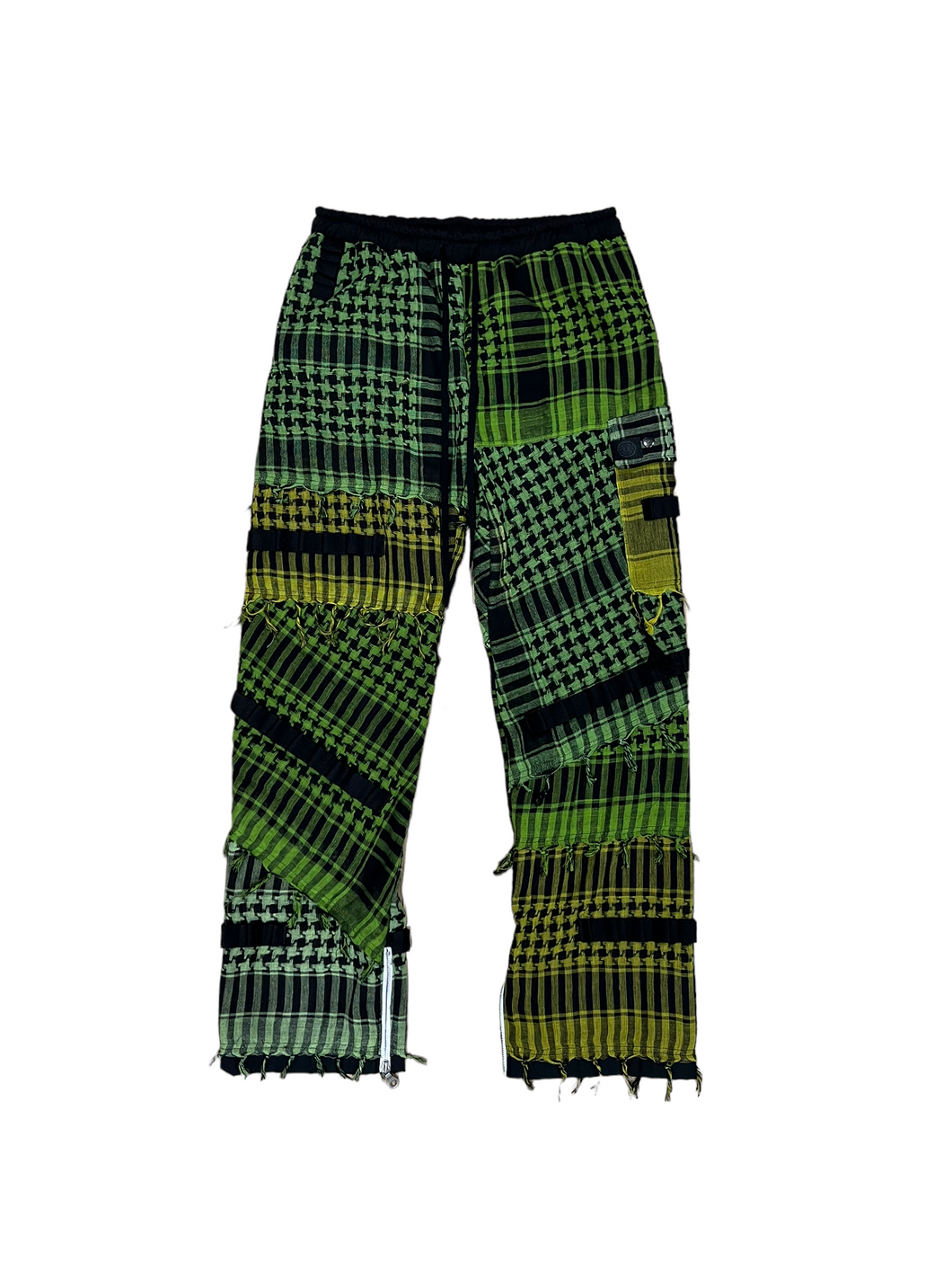 1 of 1 GREEN SHADES PATCHWORK PANTS (M/L 32-36” waist)