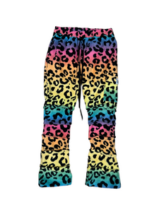 Unisex Mens size - Rainbow Leopard Stacked Pants