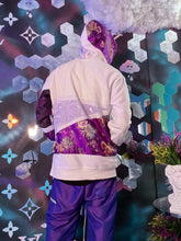 Load image into Gallery viewer, 1 of 1 WHITE N PURPLE PATCHWORK HOODIE ( XL )