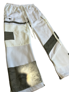 1 of 1 WHITE LIGHT PATCHWORK PANTS (M/L 32-34” waist)