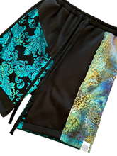 Load image into Gallery viewer, 1 of 1 AQUA DREAMS PATCHWORK SHORTS ( M / L )