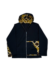 Load image into Gallery viewer, Gold Burnout Velvet zip up