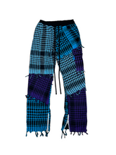 Load image into Gallery viewer, 1 of 1 BLU N PURP SHEMAGH PATCHWORK PANTS ( S/M 28-32” waist )