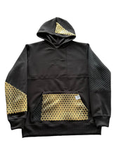 Load image into Gallery viewer, BLACK N GOLD ASANOHA PATCHWORK HOODIE ( S - 2XL available )