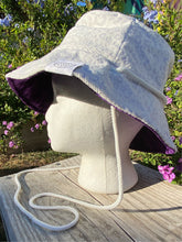 Load image into Gallery viewer, WHITE LEOPARD CORD N PURP VELVET BUCKET HAT