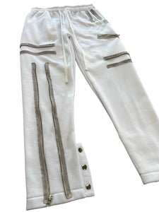 1 of 1 WHITE FLEECE BONDAGE PANTS ( Mens MEDIUM )