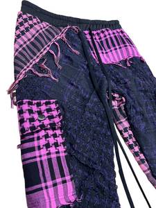 1 of 1 PINK N PURP SHEMAGH PATCHWORK STACK PANTS ( Womens XS/S )