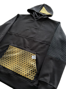 BLACK N GOLD ASANOHA PATCHWORK HOODIE ( S - 2XL available )