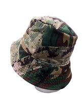 Load image into Gallery viewer, 1 of 1 DISTRESSED CAMO PATCHWORK BUCKET HAT