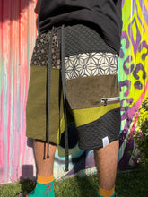 Load image into Gallery viewer, 1 of 1 MONEY BAGG$ PATCHWORK SHORTS ( S / M elastic w/ drawstring )
