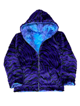 Load image into Gallery viewer, 1 of 1 Reversible PURP TIGER FAUX FUR JACKET ( XL )