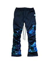 Load image into Gallery viewer, BLUE DREAM BURNOUT VELVET STACK PANTS ( Mens sizes )