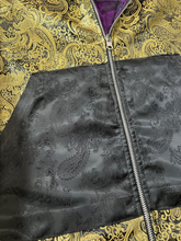 Load image into Gallery viewer, 1 of 1 Reversible BLACK N GOLD BROCADE PAISLEY JACKET ( X Large )