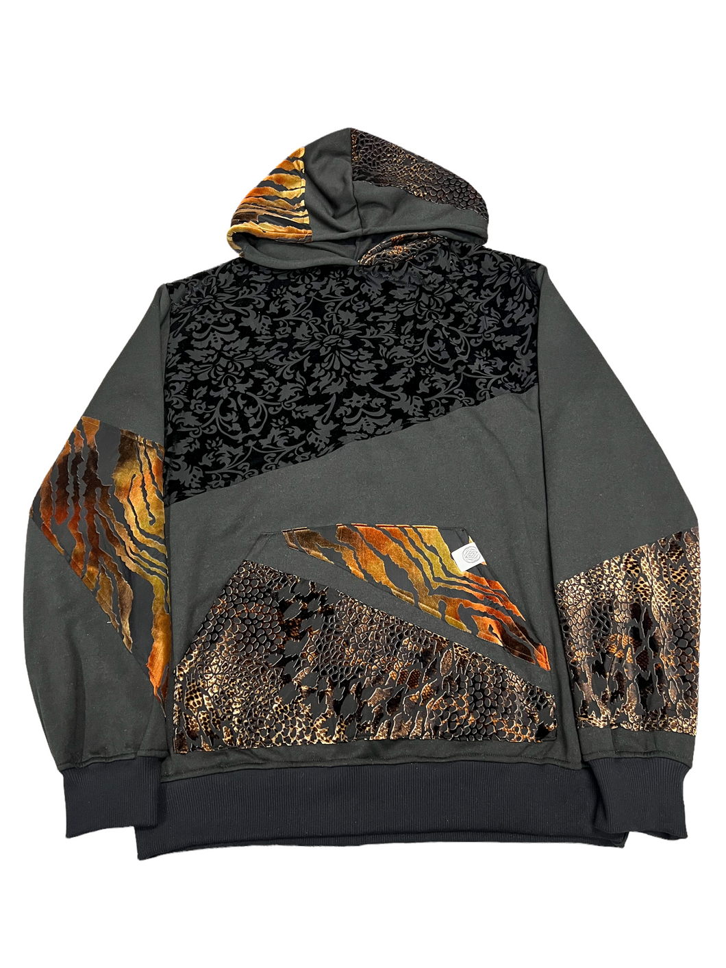1 of 1 ANML BURNOUT PATCHWORK HOODIE ( XL )