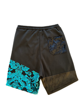 Load image into Gallery viewer, Limited Edition  AQUA BURNOUT PATCHWORK SHORTS ( M/L - XL/2XL )